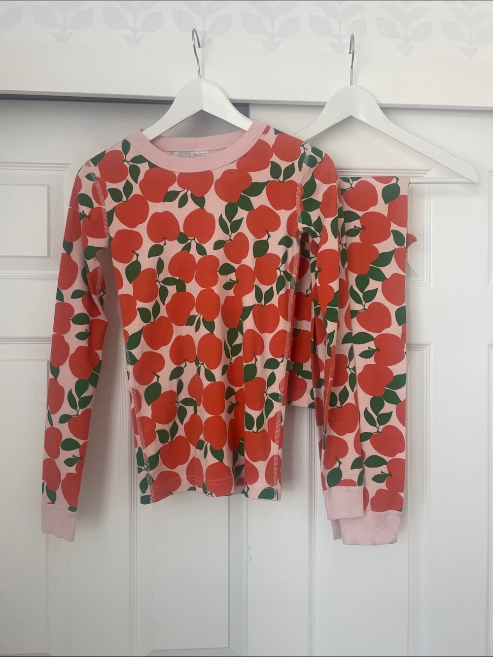 Pink Orange Apple Print Pajama Set 14-16Y (EUC)